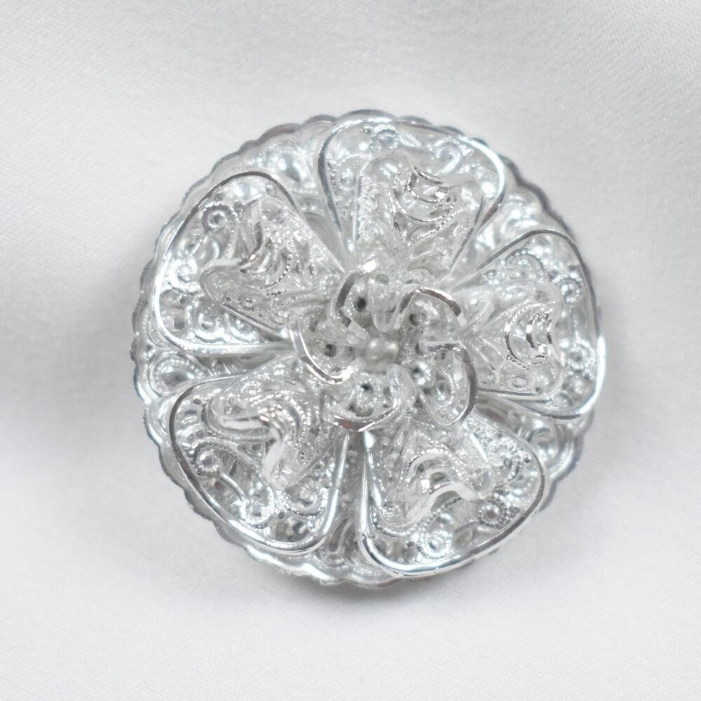 Vintage Silver Filigree Scarf Clip West Germany Ornate MCM Victorian Cottagecore
